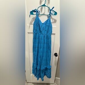 Taylor Strapless Blue Eyelet Dress